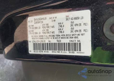 2004 Dodge Ram 1500 Slt/Laramie from USA, damaged, VIN 1D7HU18D64J280145